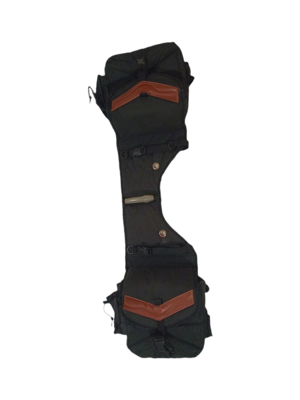 Tough 1 Horse Saddle Bag - Black Canvas Rear Cantle Alforja with Leather Accents